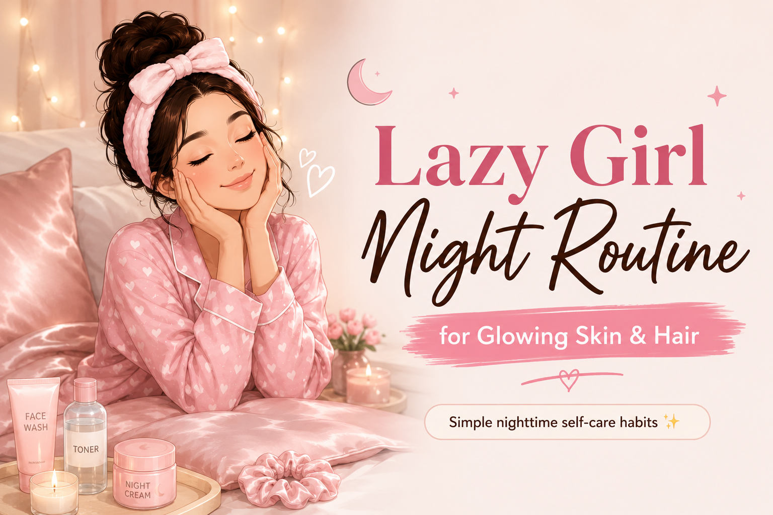 Lazy Girl Night Routine for Glowing Skin & Hair chatgpt image may 16, 2026, 10 05 51 pm