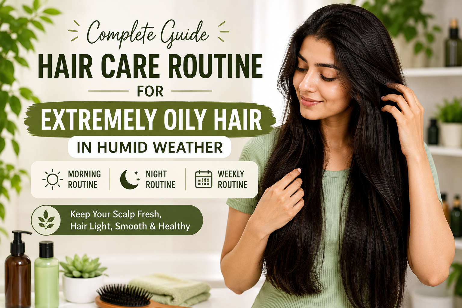Hair care routine for extremely oily hair in humid weather